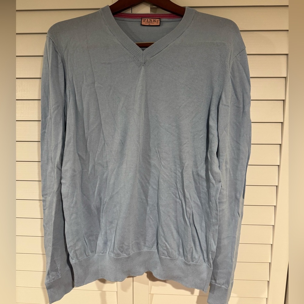 Thomas PINK - Sky Blue V Neck Sweater